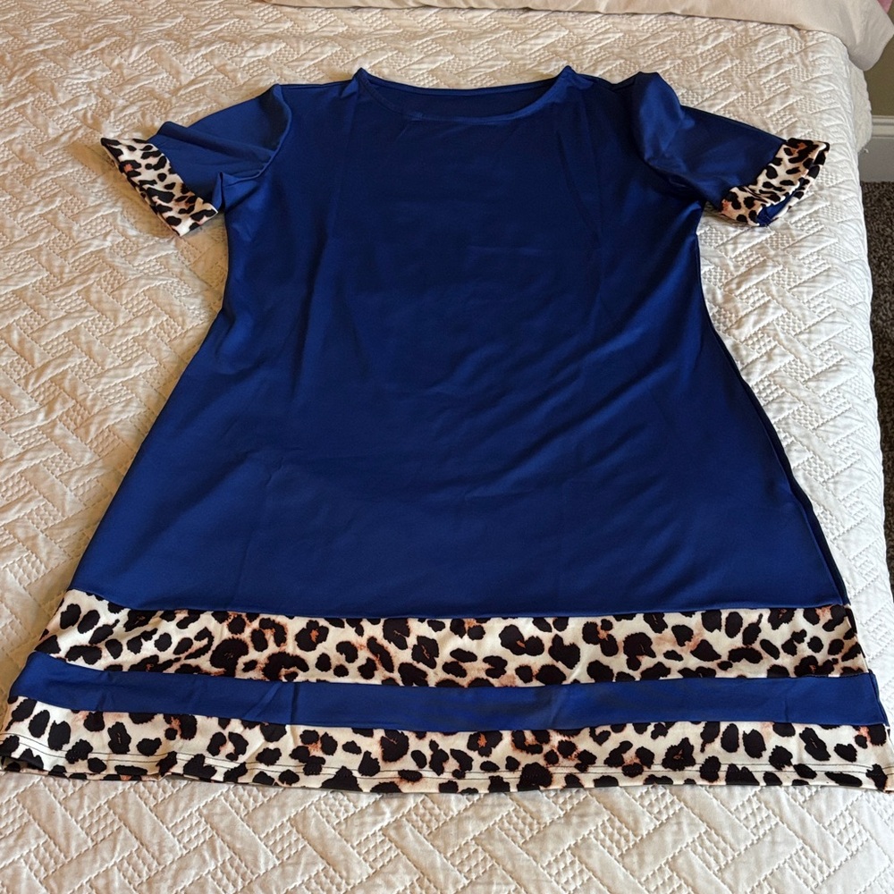 Blue Leopard Print Dress - Never worn